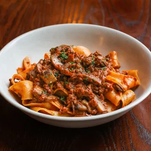 Meal card cover for: Emilia's 'Special' Bolognese (pappardelle)