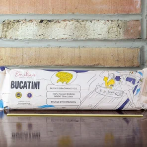 Meal card cover for: Bucatini (1 x 500g packet) Pasta di Gragnano P.G.I.