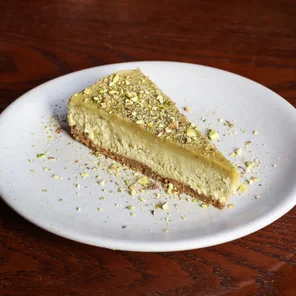 Meal card cover for: Homemade pistachio cheesecake