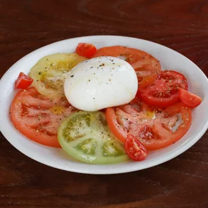 Meal card cover for: Heritage Tomatoes and Burrata Salad (Extra Virgin Olive Oil)