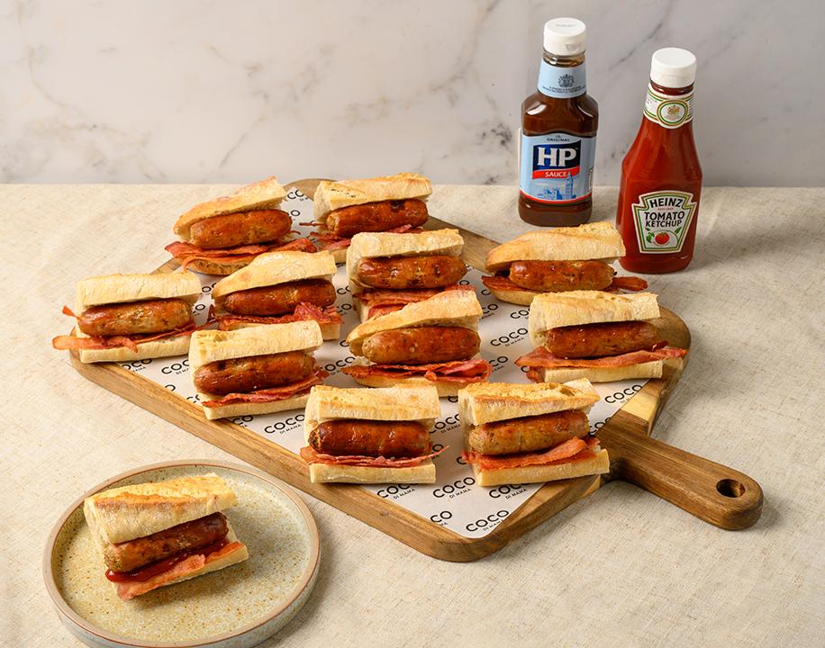 Meal card cover for: Hot Breakfast Bacon & Sausage Baguette Platter