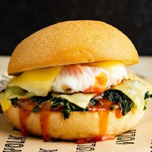 Meal card cover for: Egg, Cheese & Spinach Melt (v)