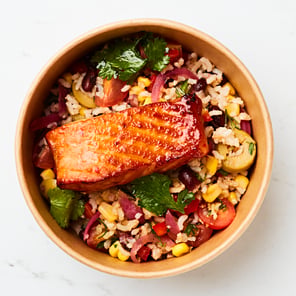 Meal card cover for: Baked Salmon & Salad (choice of salad)
