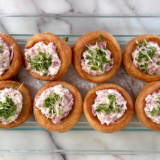 Meal card cover for: Mini Yorkshire Puddings with Pastrami & Horseradish