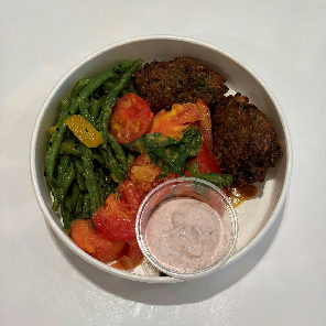 Meal card cover for: Sweet potato and quinoa fritter with ranch - Vegan