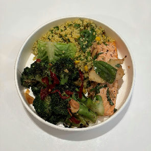 Meal card cover for: Za’atar salmon with preserved lemon sauce with two salads