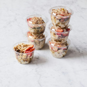 Meal card cover for: Bircher muesli pot with seasonal fruits