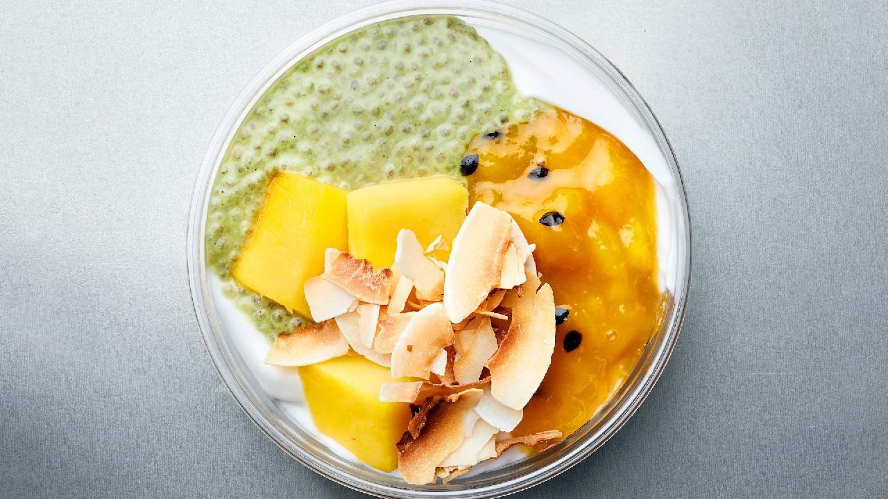 Meal card cover for: Mango, Matcha + Coconut Yoghurt