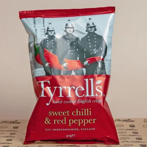 Meal card cover for: Tyrrells Sweet Chilli & Red Pepper Crisps (40g)