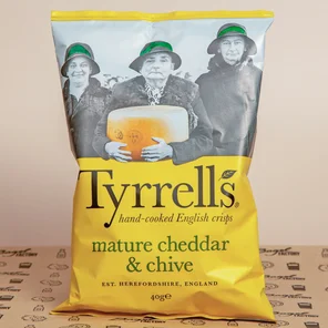 Meal card cover for: Tyrrells Mature Cheddar & Chives Crisps (40g)