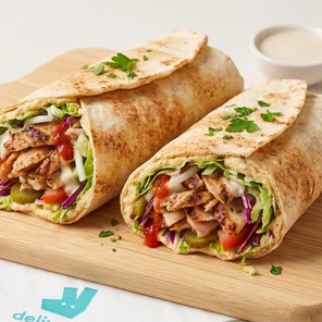 Meal card cover for: Chicken shawarma wrap