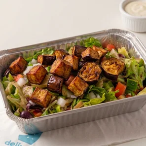Meal card cover for: Aubergine Salad