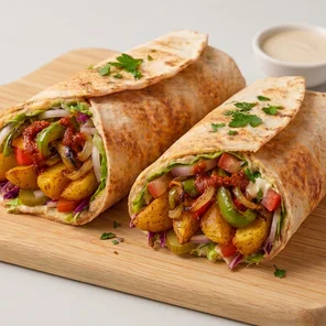 Meal card cover for: Potatoe and Halloumi Wrap