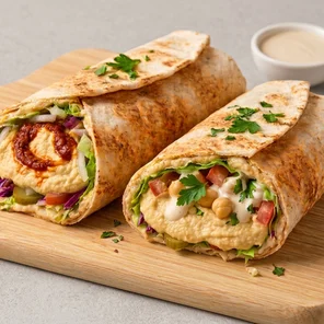 Meal card cover for: Hommos wrap