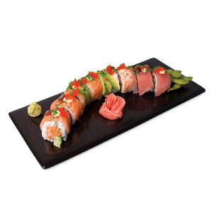 Meal card cover for: Spicy Rainbow Roll