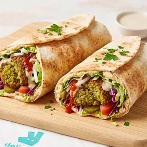 Meal card cover for: Falafel wrap