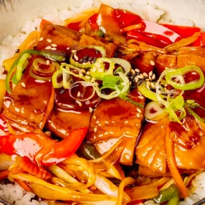 Meal card cover for: Teriyaki Chicken with Rice