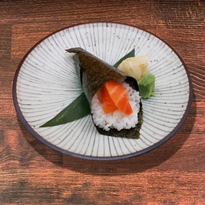 Meal card cover for: Salmon Temaki (Sake)
