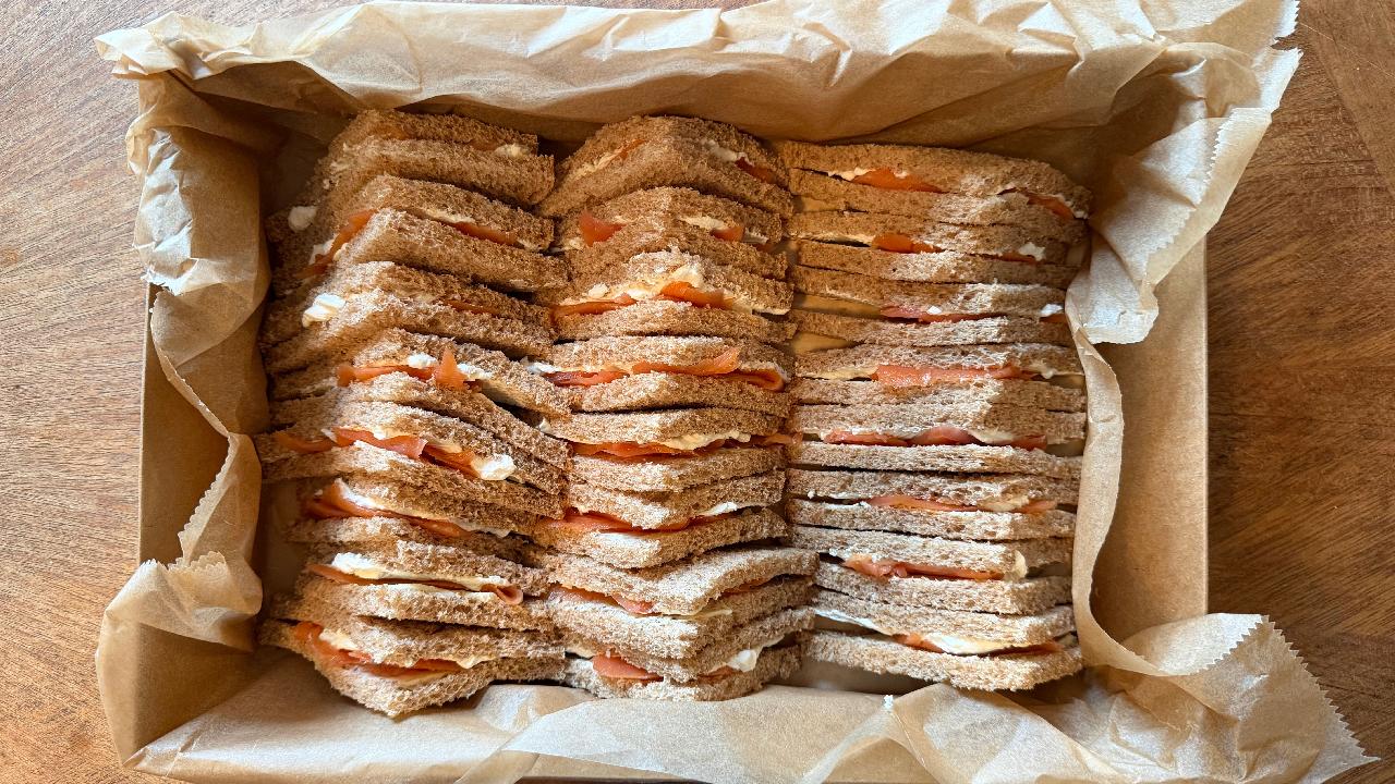 Meal card cover for: Salmon & Cream Cheese Sandwich Box (24 bites)
