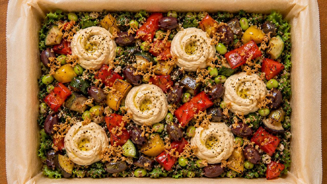 Meal card cover for: Hummus & Ratatouille Salad Box (up to 12 people)