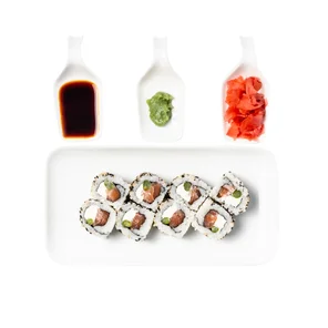 Meal card cover for: Salmon Asparagus & Cream Cheese Uramaki