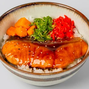 Meal card cover for: Teriyaki Salmon with rice