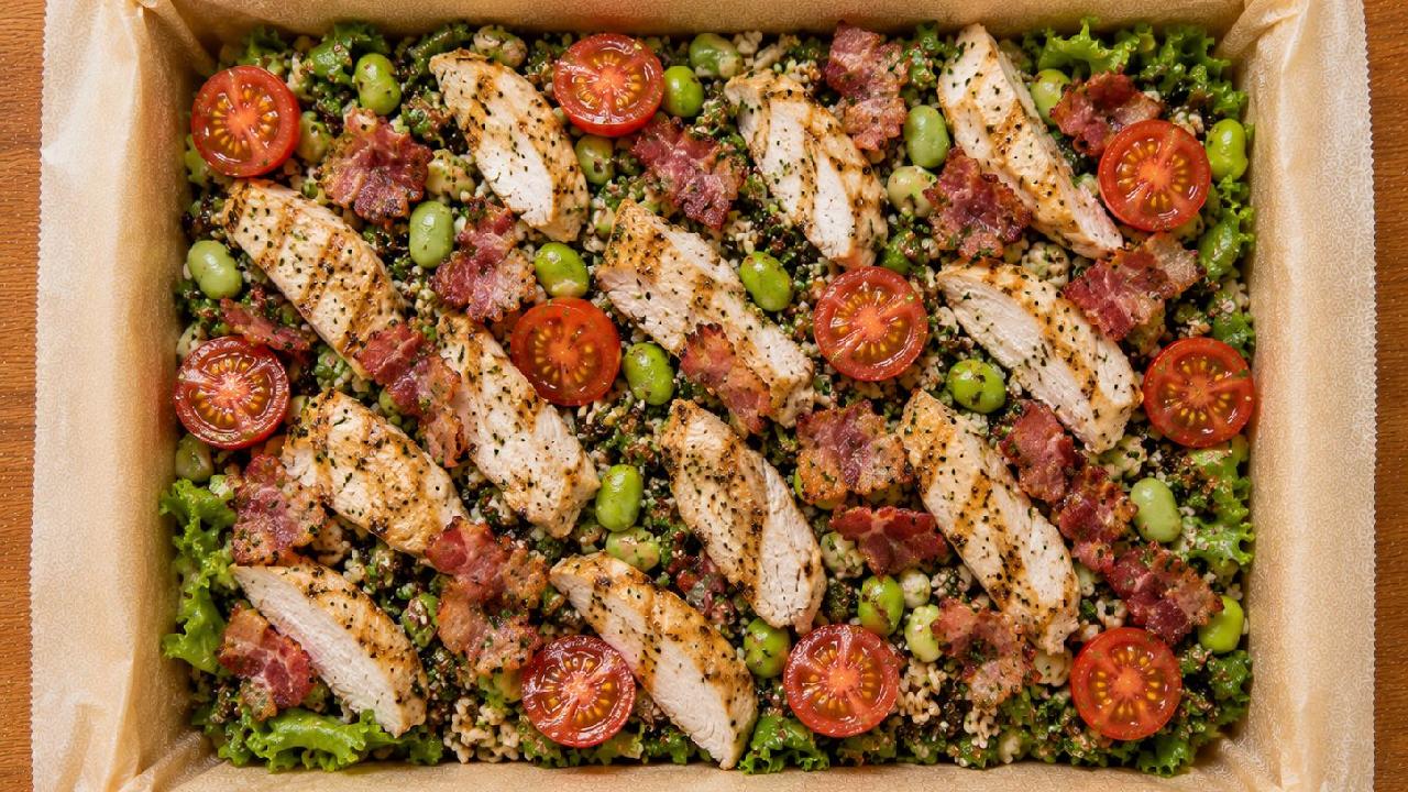 Meal card cover for: Chicken & Bacon Salad Box (up to 12 people)