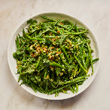 Meal card cover for: Green beans with miso, pine nut and olive dressing