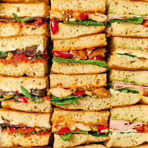 Meal card cover for: Mortadella, Mozarella & Green Pesto Focaccia