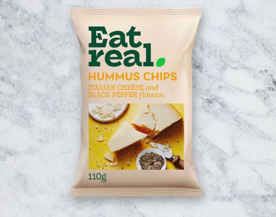 Meal card cover for: Eat Real Hummus Chips - Italian Cheese & Black Pepper (VE) 🌱