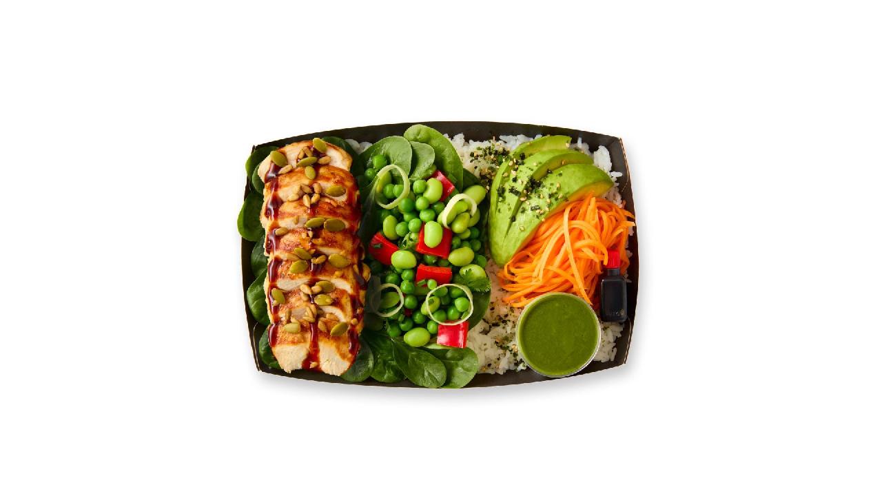 Meal card cover for: the chicken bento salad