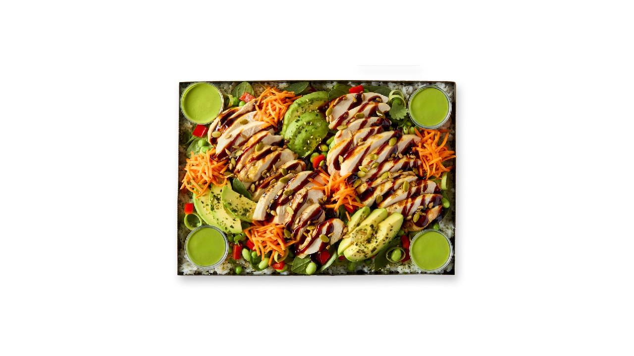 Meal card cover for: chicken bento salad platter