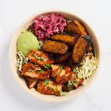 Meal card cover for: Harissa Bowl (Farmer's Grains, Sesame Cabbage, Smoky Ancho Harissa Chicken, Spiced Date Sweet Potato, Green Tahini, Pickled Red Onion)