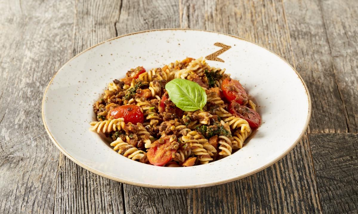 Meal card cover for: Non-gluten Pasta Lentil Ragu