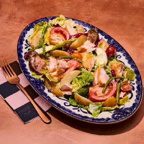 Meal card cover for: Salmon & Heritage Tomato Salad