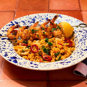Meal card cover for: Non-Gluten Pasta Chilli King Prawn