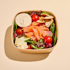Meal card cover for: Smoked salmon Caesar salad