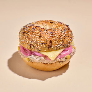 Meal card cover for: Tuna Melt Bagel