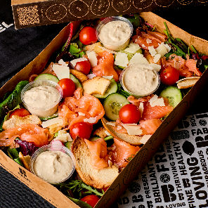 Meal card cover for: Smoked Salmon Caesar Sharing Salad