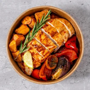 Meal card cover for: Paprika Chicken with Sweet Potato & Roasted Vegetables.