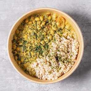 Meal card cover for: Chickpea Korma with Wholegrain Rice