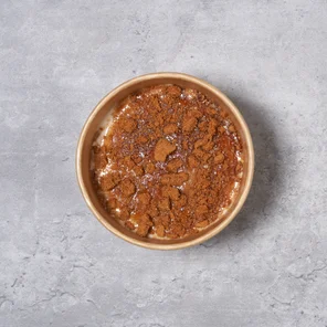 Meal card cover for: Lemon Sorbet with Biscoff biscuit crumbs & zero-calorie Chocolate Caramel Syrup.