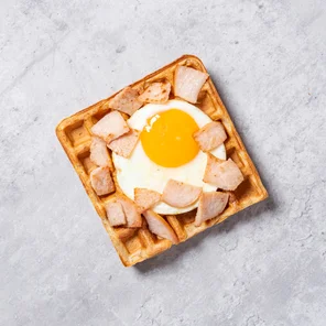 Meal card cover for: High Protein Vegan Waffle with Turkey Bacon & a Fried Egg 🧇🥚