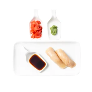 Meal card cover for: Japanese Yellow Tail Nigiri (soy sauce, ginger, wasabi)