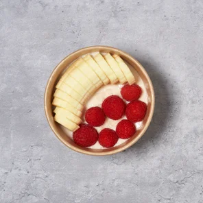 Meal card cover for: Lemon Sorbet with raspberries & banana.