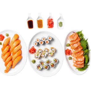 Meal card cover for: Gourmet Platter (36 Pieces) (soy sauce, ginger, wasabi and Add your favourite sesame sauce.