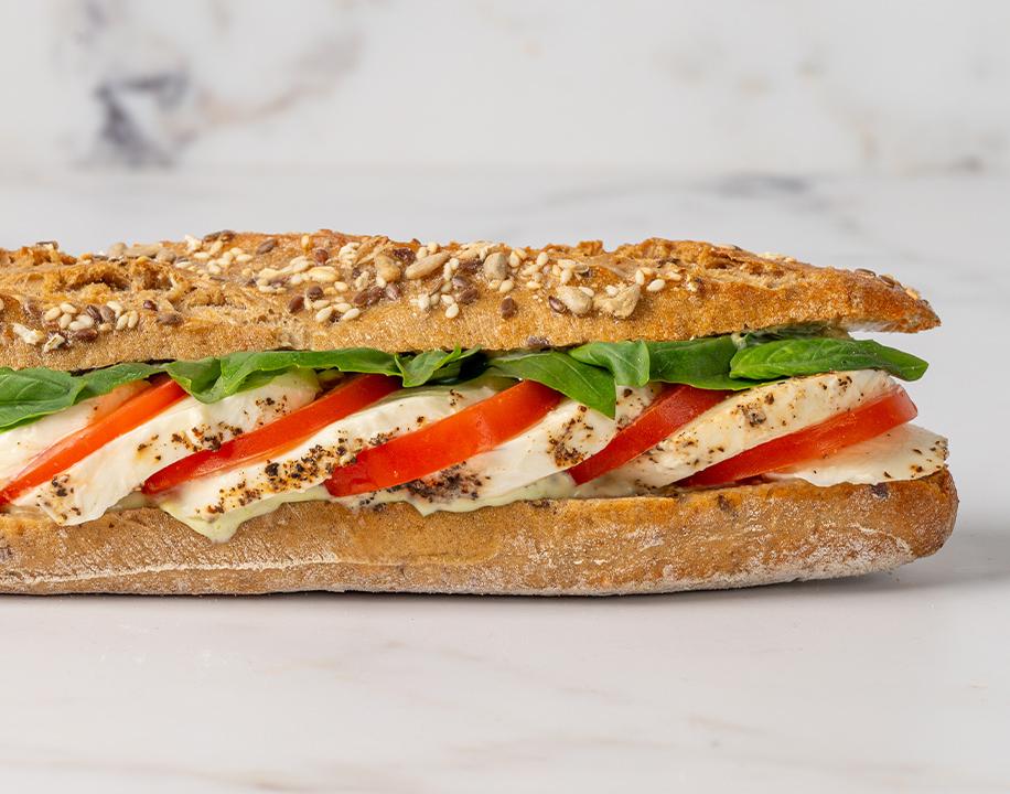 Meal card cover for: Caprese on Multigrain Sourdough (V) 