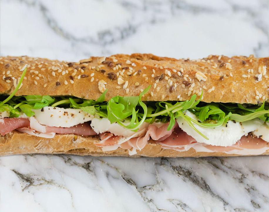 Meal card cover for: Prosciutto & Mozzarella on Multigrain Sourdough