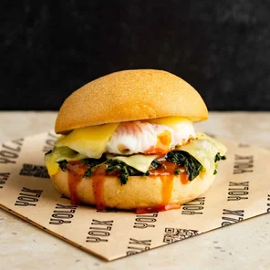 Meal card cover for: Egg, Cheese & Spinach Melt (v) 🌱