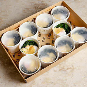 Meal card cover for: Eggs Florentine Platter (v)